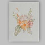 Orange Rose Floral Watercolour Bouquet Canvas Wall Art Print Decor Picture Ready to Hang