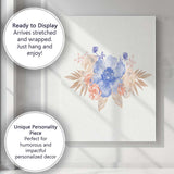 Blue Peach Floral Watercolour Spray Canvas Wall Art Print Decor Picture Ready to Hang