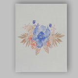 Blue Peach Floral Watercolour Spray Canvas Wall Art Print Decor Picture Ready to Hang