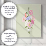 Pastel Tied Flower Bouquet Illustration Canvas Wall Art Print Decor Picture Ready to Hang