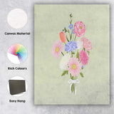 Pastel Tied Flower Bouquet Illustration Canvas Wall Art Print Decor Picture Ready to Hang