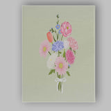 Pastel Tied Flower Bouquet Illustration Canvas Wall Art Print Decor Picture Ready to Hang