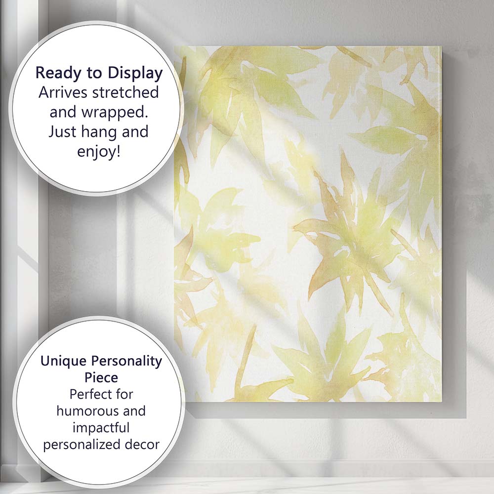 Pale Yellow Autumn Leaf Repeat Canvas Wall Art Print Decor Picture Ready to Hang