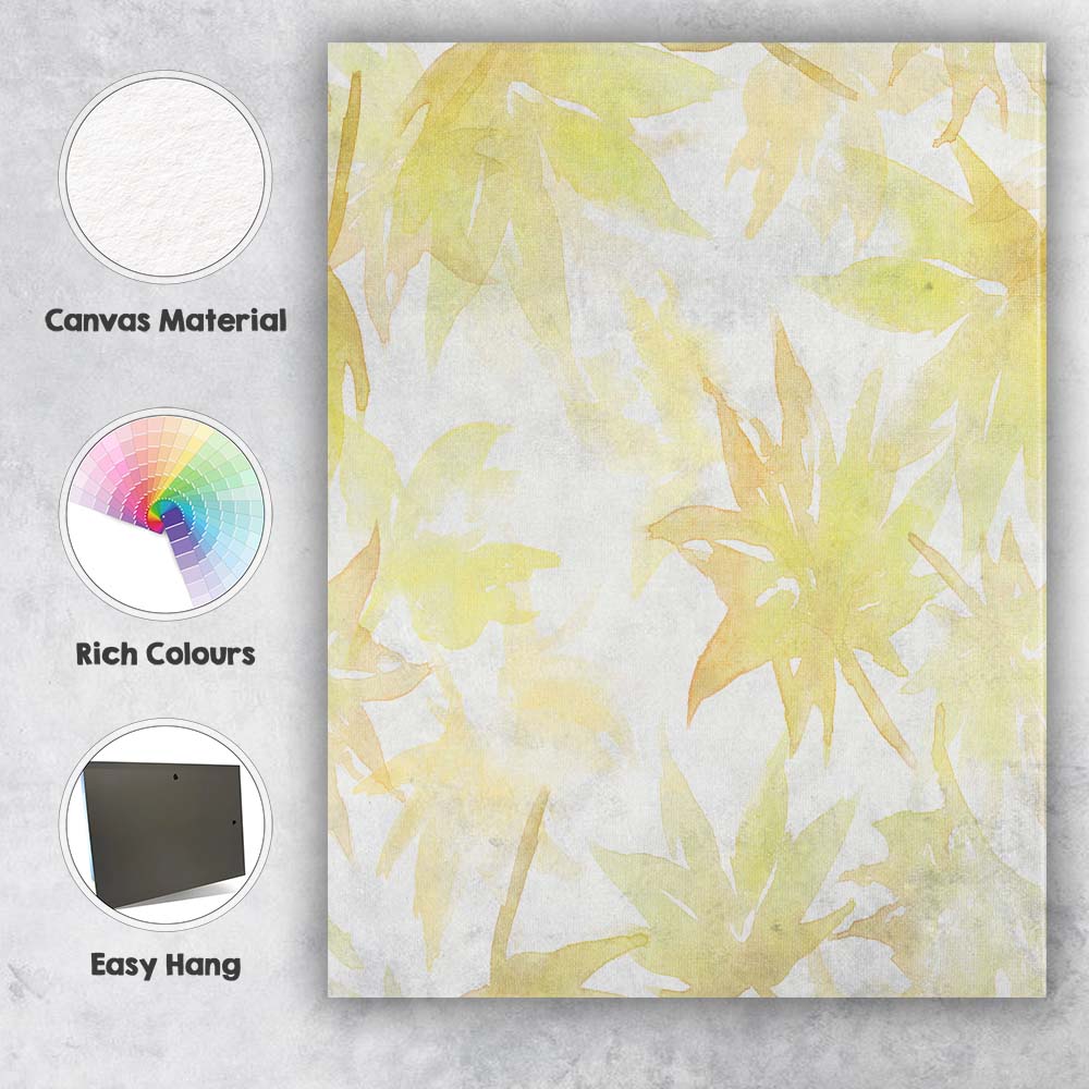 Pale Yellow Autumn Leaf Repeat Canvas Wall Art Print Decor Picture Ready to Hang
