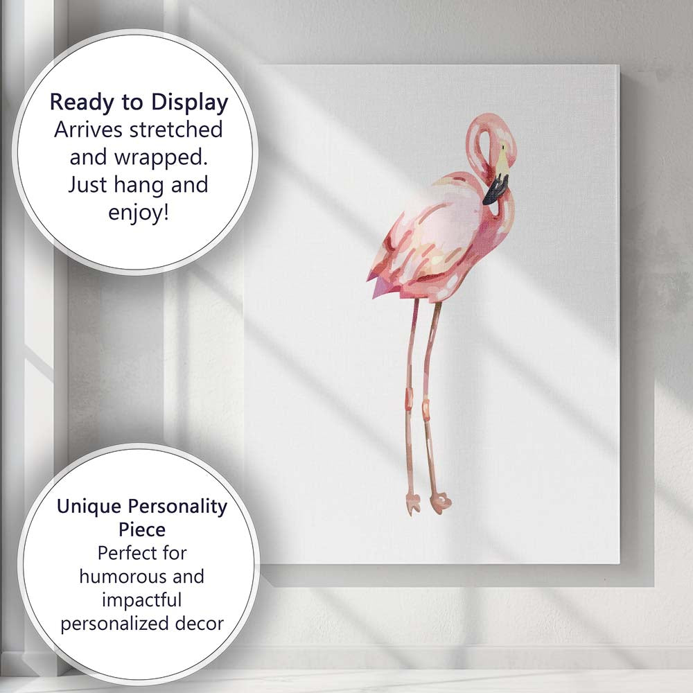 Pink Flamingo Bird Illustration Canvas Wall Art Print Decor Picture Ready to Hang