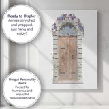 Rustic Wooden Door Floral Arch Canvas Wall Art Print Decor Picture Ready to Hang