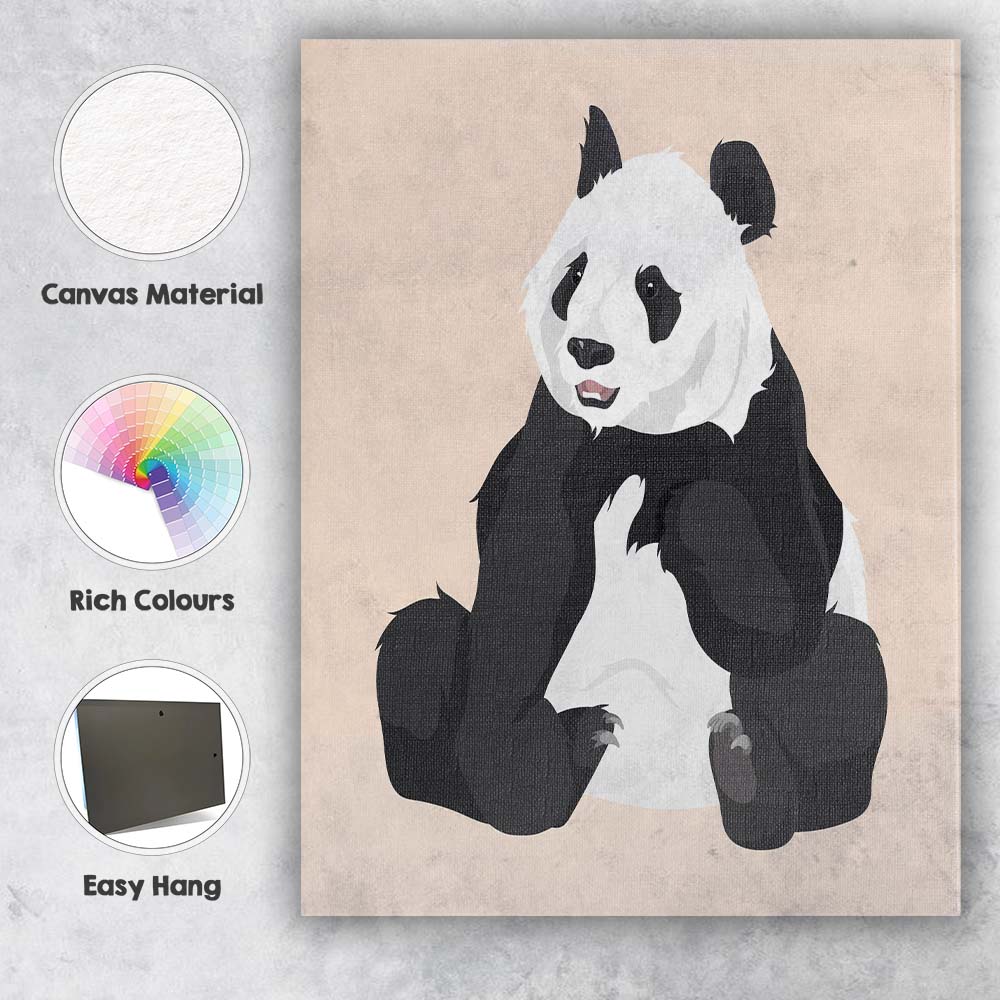 Cute Panda Illustration Canvas Wall Art Print Decor Picture Ready to Hang