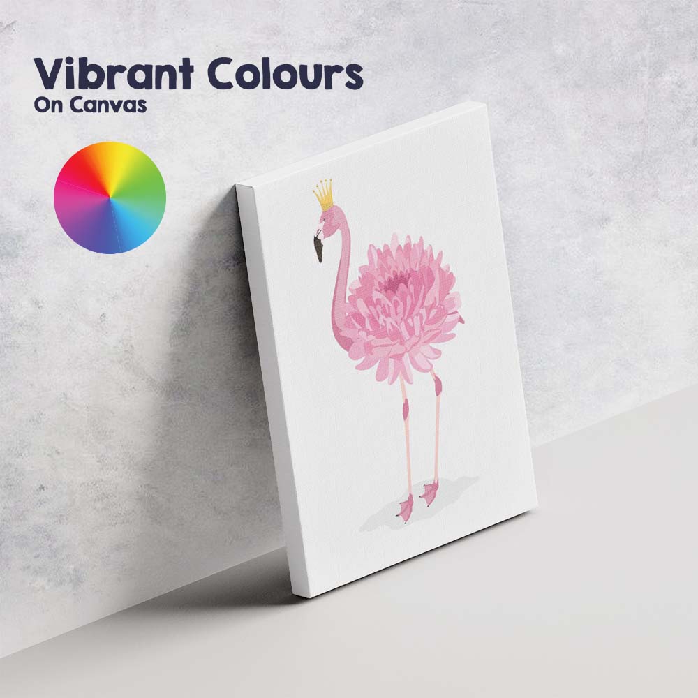 Pink Crowned Flamingo Illustration Canvas Wall Art Print Decor Picture Ready to Hang
