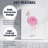 Pink Crowned Flamingo Illustration Canvas Wall Art Print Decor Picture Ready to Hang