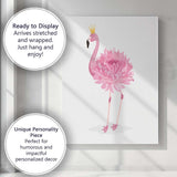 Pink Crowned Flamingo Illustration Canvas Wall Art Print Decor Picture Ready to Hang