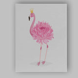 Pink Crowned Flamingo Illustration Canvas Wall Art Print Decor Picture Ready to Hang