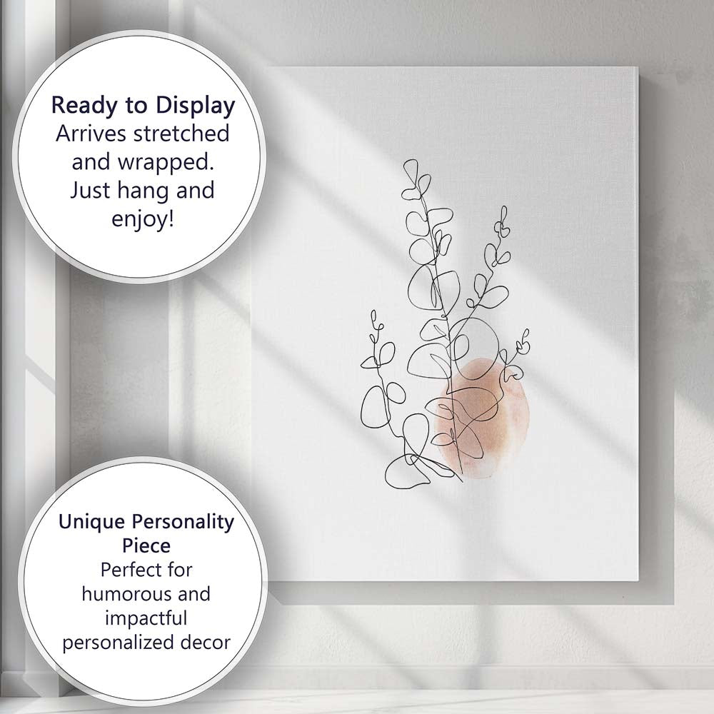 Minimal Eucalyptus Line Art Canvas Wall Art Print Decor Picture Ready to Hang