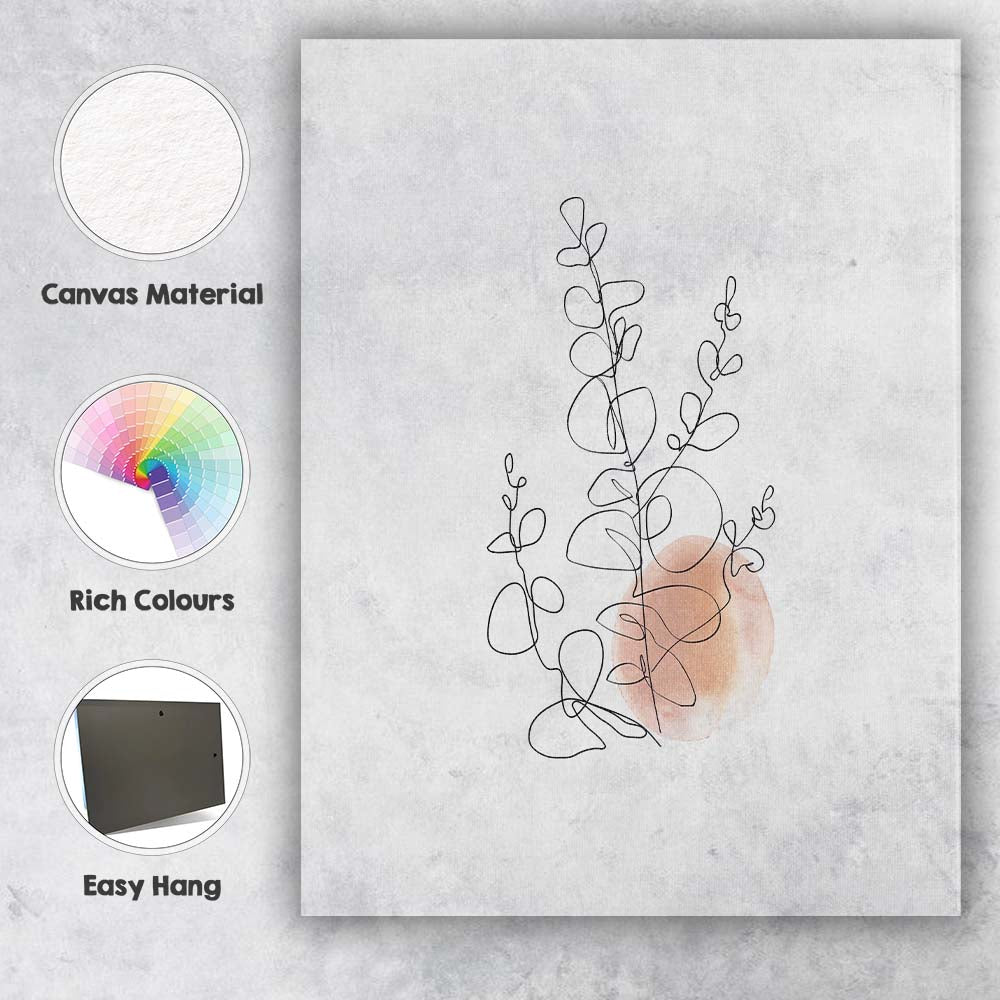Minimal Eucalyptus Line Art Canvas Wall Art Print Decor Picture Ready to Hang