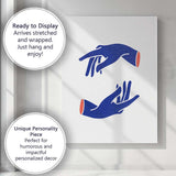 Blue Abstract Hands Minimal Canvas Wall Art Print Decor Picture Ready to Hang