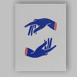 Blue Abstract Hands Minimal Canvas Wall Art Print Decor Picture Ready to Hang