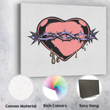 Pink Heart Thorn Tattoo Style Canvas Wall Art Print Decor Picture Ready to Hang