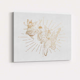 Gold Fairy Line Art Illustration Canvas Wall Art Print Decor Picture Ready to Hang