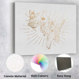 Gold Fairy Line Art Illustration Canvas Wall Art Print Decor Picture Ready to Hang