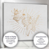 Gold Fairy Line Art Illustration Canvas Wall Art Print Decor Picture Ready to Hang