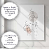 Minimal Woman Botanical Line Art Canvas Wall Art Print Decor Picture Ready to Hang