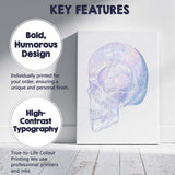 Pastel Iridescent Human Skull Anatomy Canvas Wall Art Print Decor Picture Ready to Hang
