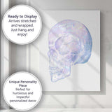 Pastel Iridescent Human Skull Anatomy Canvas Wall Art Print Decor Picture Ready to Hang