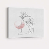Minimal Black Line Flower Woman Drawing Canvas Wall Art Print Decor Picture Ready to Hang