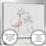 Minimal Black Line Flower Woman Drawing Canvas Wall Art Print Decor Picture Ready to Hang