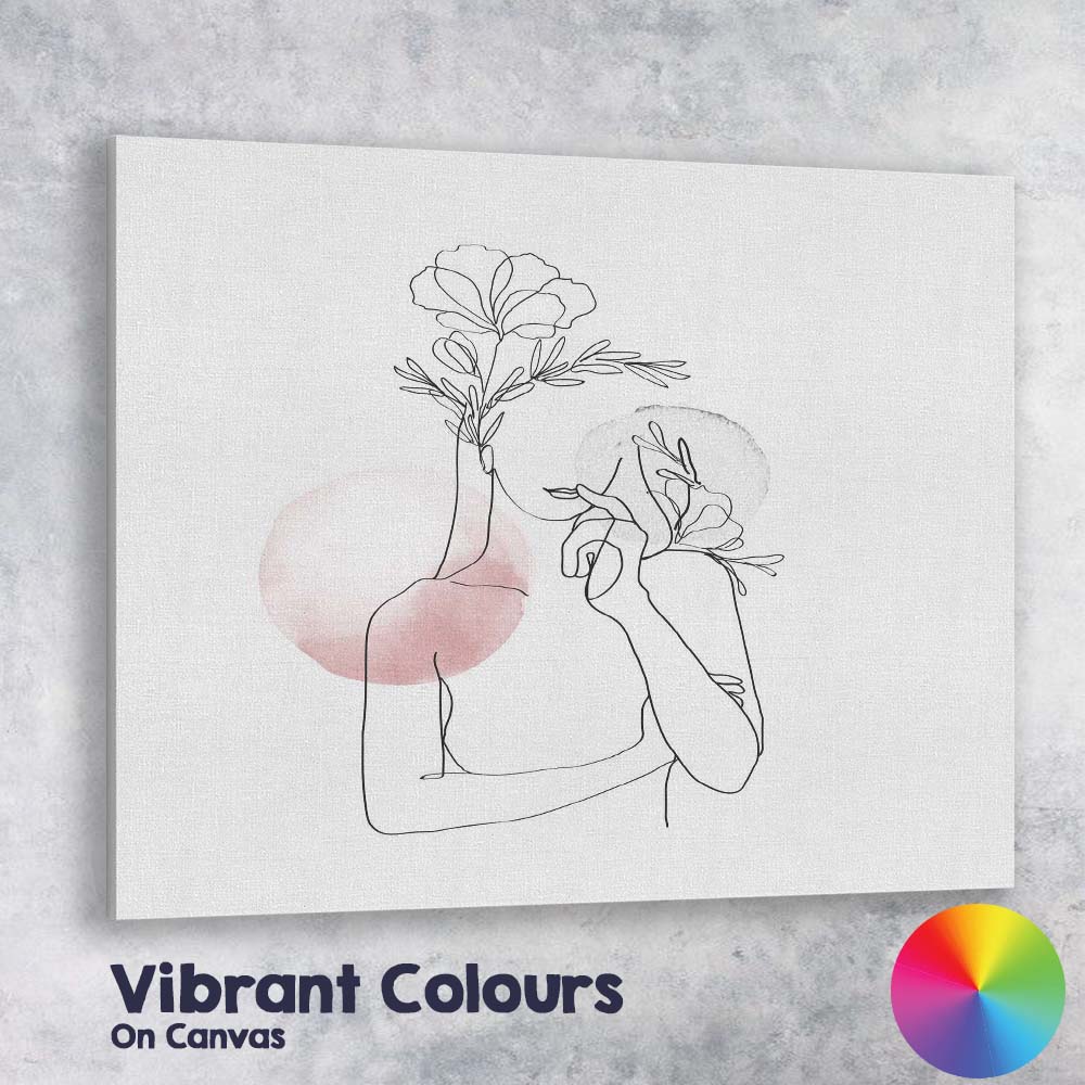 Minimal Black Line Flower Woman Drawing Canvas Wall Art Print Decor Picture Ready to Hang