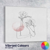 Minimal Black Line Flower Woman Drawing Canvas Wall Art Print Decor Picture Ready to Hang