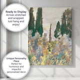 Impressionist Garden Cypress Watercolour Landscape Canvas Wall Art Print Decor Picture Ready to Hang