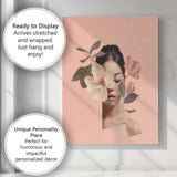 Soft Pink Magnolia Woman Floral Portrait Canvas Wall Art Print Decor Picture Ready to Hang