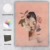 Soft Pink Magnolia Woman Floral Portrait Canvas Wall Art Print Decor Picture Ready to Hang