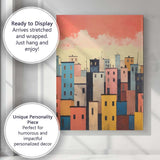 Colourful Pastel City Buildings Sunset Canvas Wall Art Print Decor Picture Ready to Hang