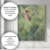 Soft Green Meadow Girl Impressionist Painting Canvas Wall Art Print Decor Picture Ready to Hang