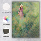 Soft Green Meadow Girl Impressionist Painting Canvas Wall Art Print Decor Picture Ready to Hang