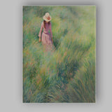 Soft Green Meadow Girl Impressionist Painting Canvas Wall Art Print Decor Picture Ready to Hang