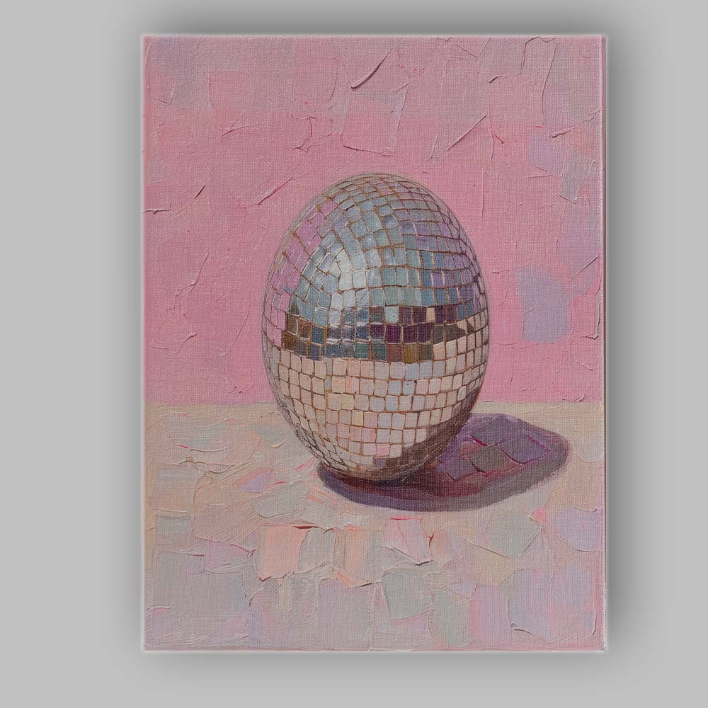 Pink Disco Ball Textured Painting Canvas Wall Art Print Decor Picture Ready to Hang