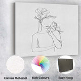 Minimal Woman Flower Face Line Drawing Canvas Wall Art Print Decor Picture Ready to Hang