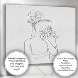 Minimal Woman Flower Face Line Drawing Canvas Wall Art Print Decor Picture Ready to Hang