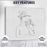Minimal Woman Flower Face Line Drawing Canvas Wall Art Print Decor Picture Ready to Hang