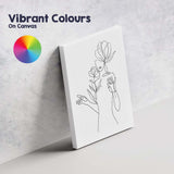 Minimal Woman Floral Hand Line Drawing Canvas Wall Art Print Decor Picture Ready to Hang