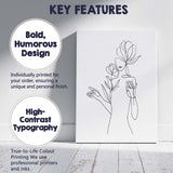 Minimal Woman Floral Hand Line Drawing Canvas Wall Art Print Decor Picture Ready to Hang