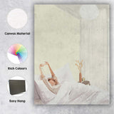 Morning Bedroom Woman Stretching Illustration Canvas Wall Art Print Decor Picture Ready to Hang