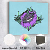 Purple Hand Compass Adventure Illustration Canvas Wall Art Print Decor Picture Ready to Hang