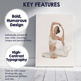 Neutral Yoga Woman Stretch Pose Illustration Canvas Wall Art Print Decor Picture Ready to Hang