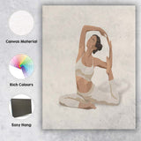 Neutral Yoga Woman Stretch Pose Illustration Canvas Wall Art Print Decor Picture Ready to Hang