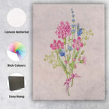 Pink Blue Botanical Wildflower Bouquet Canvas Wall Art Print Decor Picture Ready to Hang