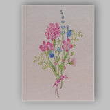 Pink Blue Botanical Wildflower Bouquet Canvas Wall Art Print Decor Picture Ready to Hang