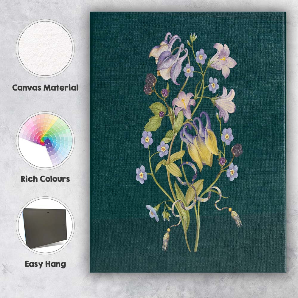 Dark Green Purple Lily Wildflower Bouquet Canvas Wall Art Print Decor Picture Ready to Hang